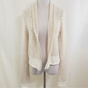Michael Stars oatmeal cropped cardigan metallic tape yarn size 1 (xs - small)